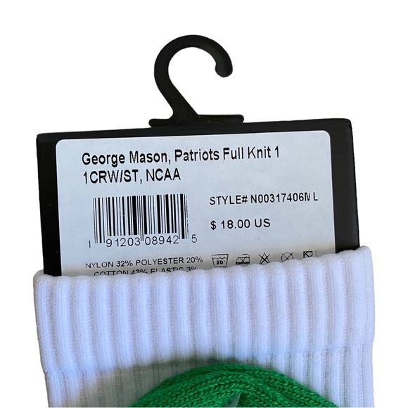 Strideline NCAA George Mason Patriots Full Knit Crew Socks - Picture 6 of 13